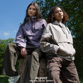 Waterproof Oversized Warm Half-Zip Hooded Coat for Women